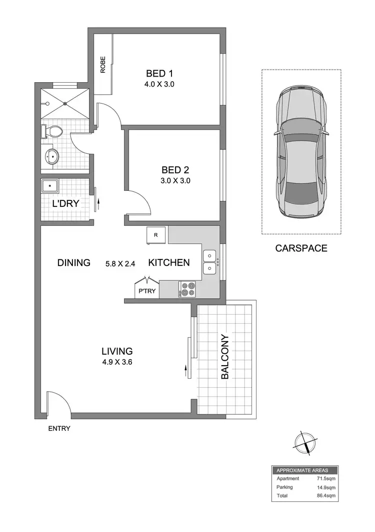 Floorplan of Homely apartment listing, 8/58-60 Burlington Road, Homebush NSW 2140