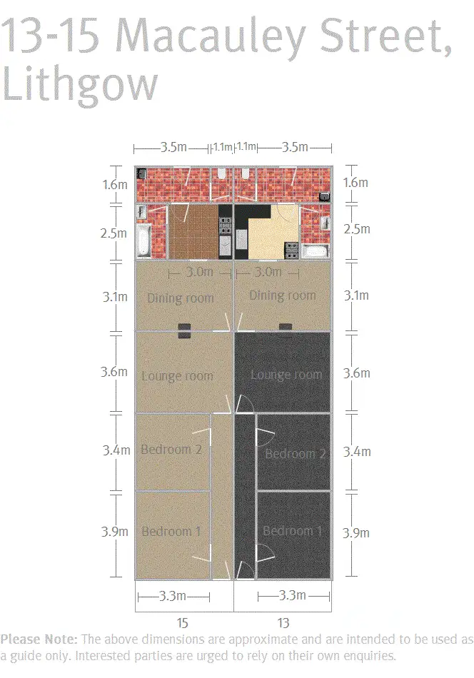 Floorplan of Homely semi-detached listing, 13-15 Macauley Street, Lithgow NSW 2790