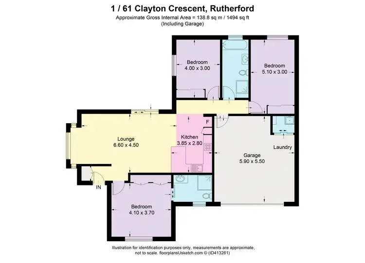 Floorplan of Homely unit listing, 1/61 Clayton Crescent, Rutherford NSW 2320
