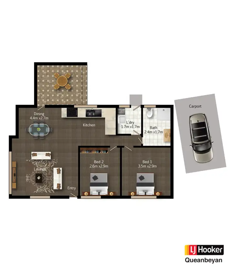 Floorplan of Homely semi-detached listing, 2/46 Ingleside Road, Queanbeyan NSW 2620