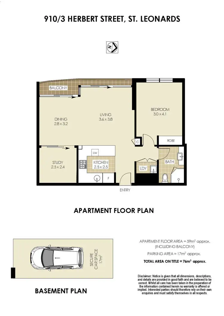 Floorplan of Homely apartment listing, 910/3 Herbert Street, St Leonards NSW 2065