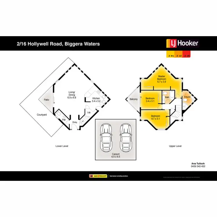 Floorplan of Homely semi-detached listing, 2/16 Hollywell Road, Biggera Waters QLD 4216