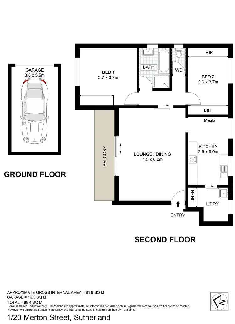 Floorplan of Homely unit listing, 1/20 Merton Street, Sutherland NSW 2232