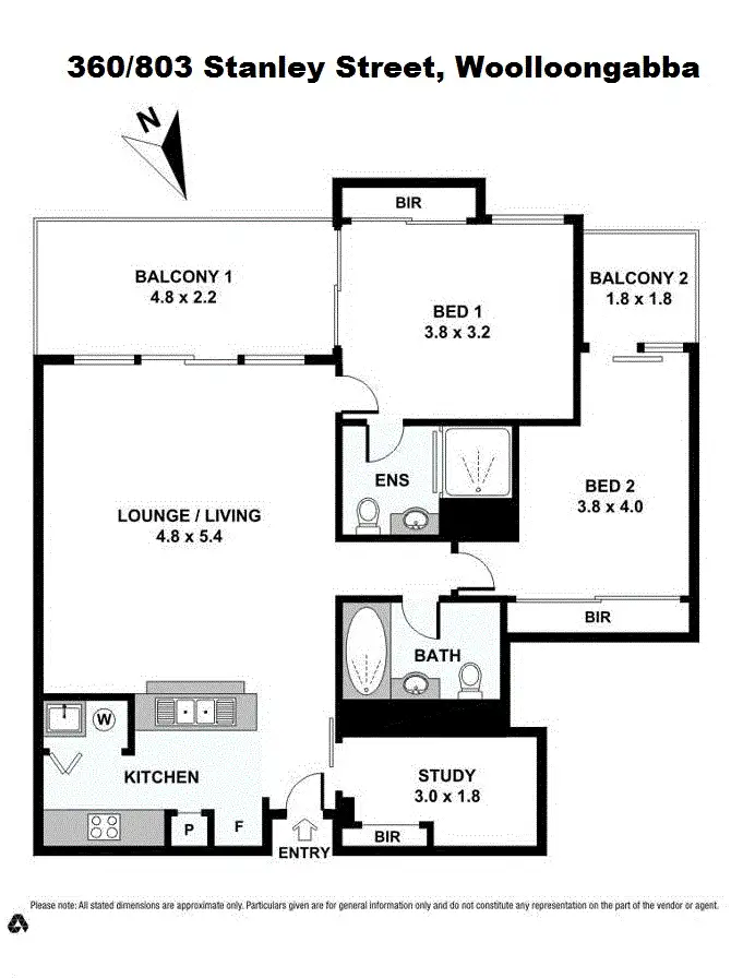 Floorplan of Homely unit listing, 360/803 Stanley Street, Woolloongabba QLD 4102