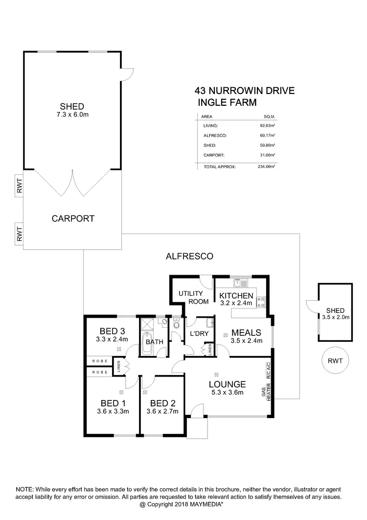 Floorplan of Homely house listing, 43 Nurrowin Drive, Ingle Farm SA 5098