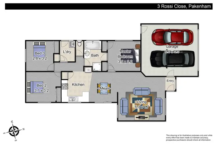 Floorplan of Homely house listing, 3 Rossi Close, Pakenham VIC 3810