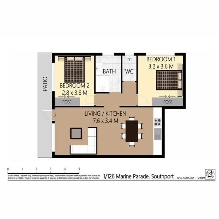 Floorplan of Homely unit listing, 1/126 Marine Parade, Southport QLD 4215