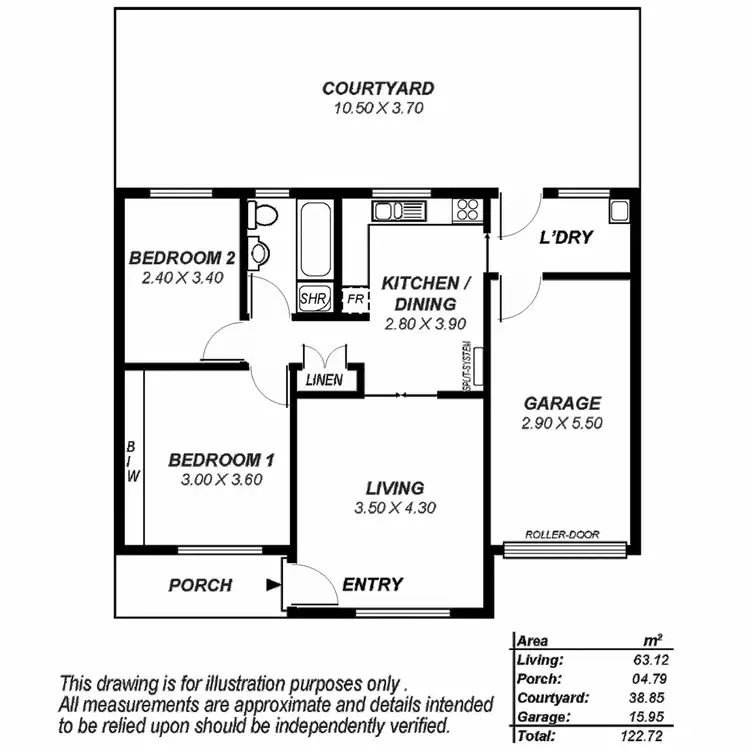 Floorplan of Homely unit listing, 3/36 Gothic Road, Bellevue Heights SA 5050