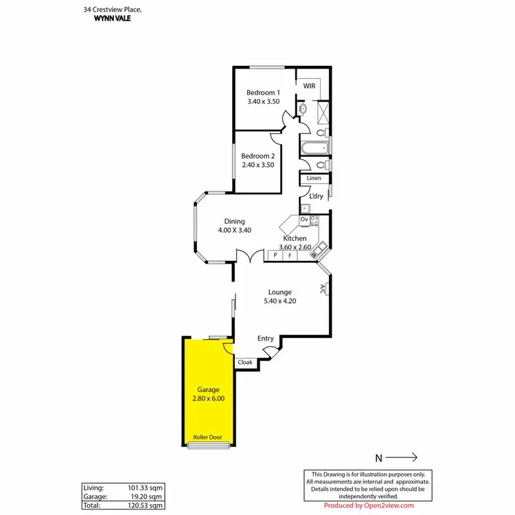 Floorplan of Homely villa listing, 34 Crestview Place, Wynn Vale SA 5127
