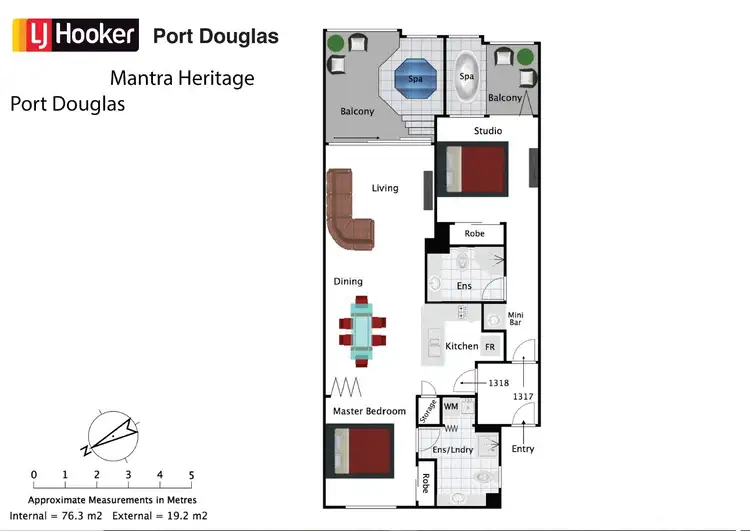 Floorplan of Homely unit listing, 1311/1312 Mantra Heritage/21 Macrossan Street, Port Douglas QLD 4877