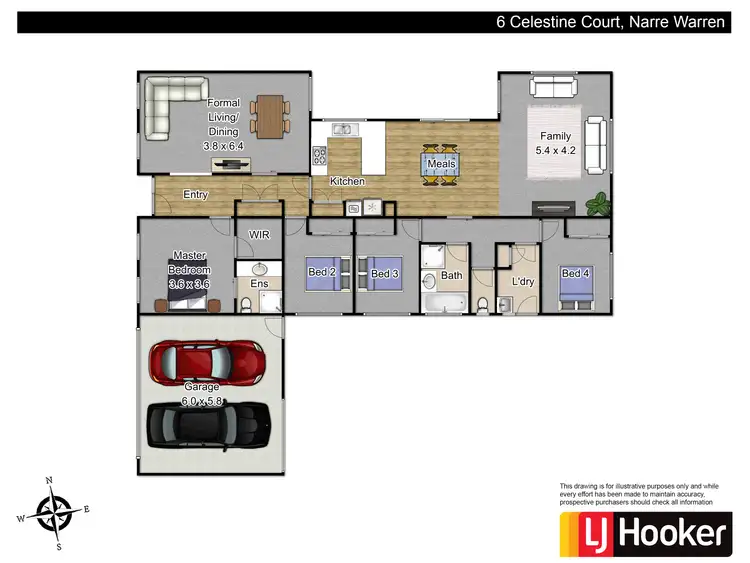 Floorplan of Homely house listing, 6 Celestine Court, Narre Warren VIC 3805