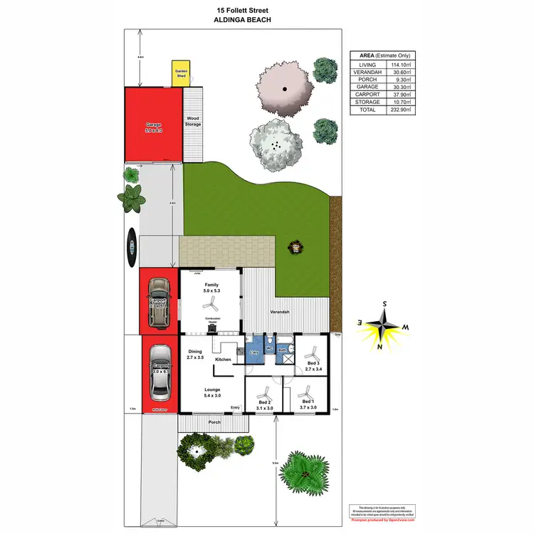 Floorplan of Homely house listing, 15 Follett Street, Aldinga Beach SA 5173