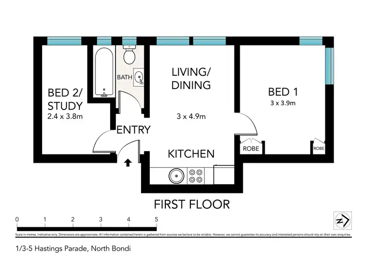 Floorplan of Homely apartment listing, 1/3-5 Hastings Parade, Bondi Beach NSW 2026