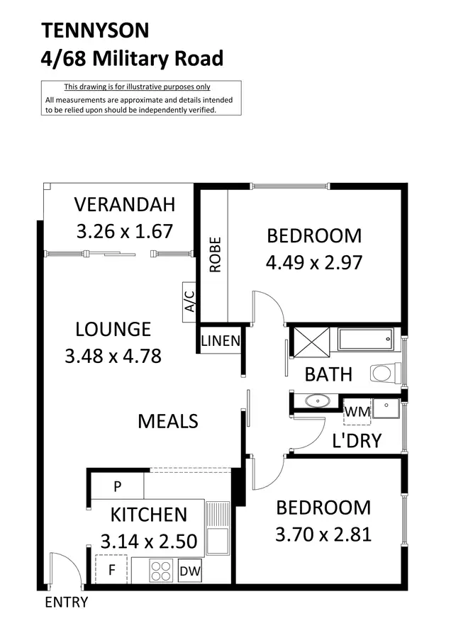 Floorplan of Homely unit listing, 4/68 Military Road, Tennyson SA 5022