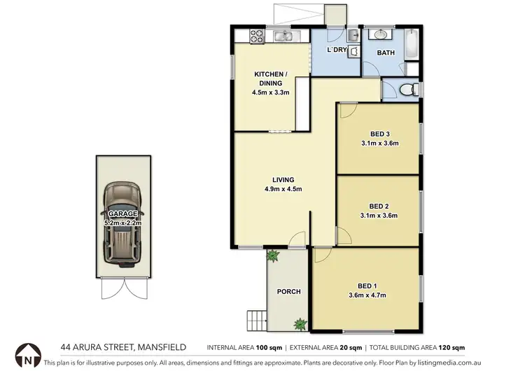 Floorplan of Homely house listing, 44 Arura Street, Mansfield QLD 4122