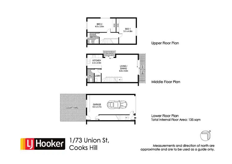 Floorplan of Homely townhouse listing, 1/73 Union Street, Cooks Hill NSW 2300