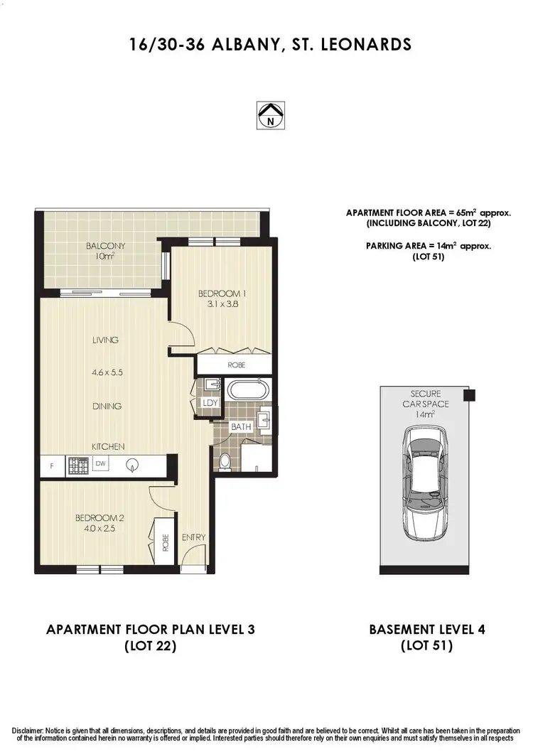 Floorplan of Homely apartment listing, 16/30-36 Albany Street, St Leonards NSW 2065
