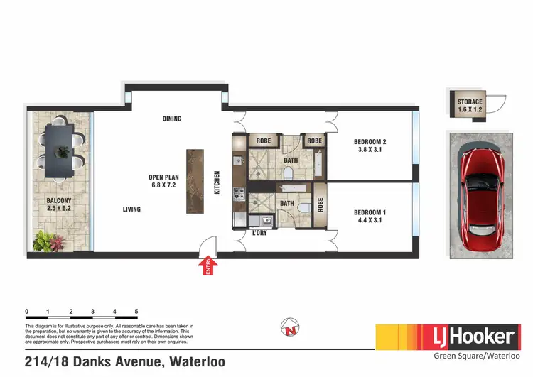 Floorplan of Homely apartment listing, 214/18 Danks Street, Waterloo NSW 2017