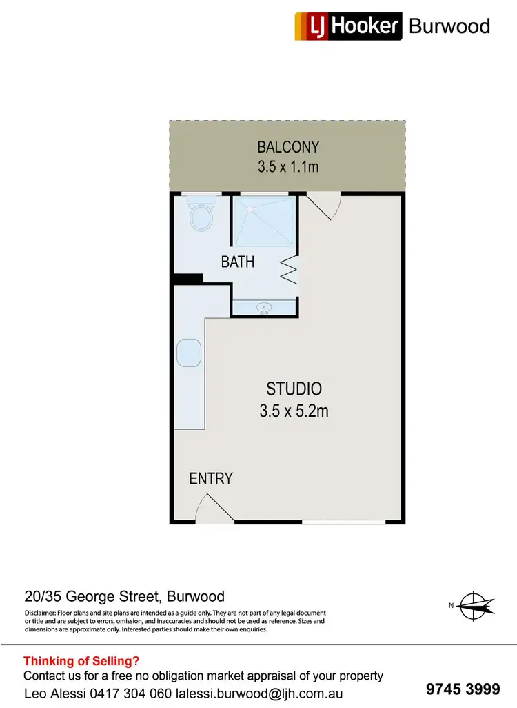 Floorplan of Homely studio listing, 20/35 George Street, Burwood NSW 2134