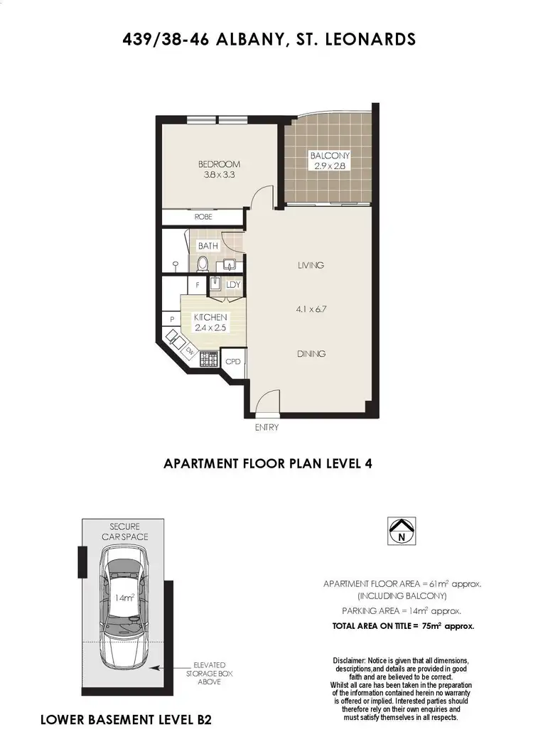Floorplan of Homely apartment listing, 439/38-46 Albany Street, St Leonards NSW 2065