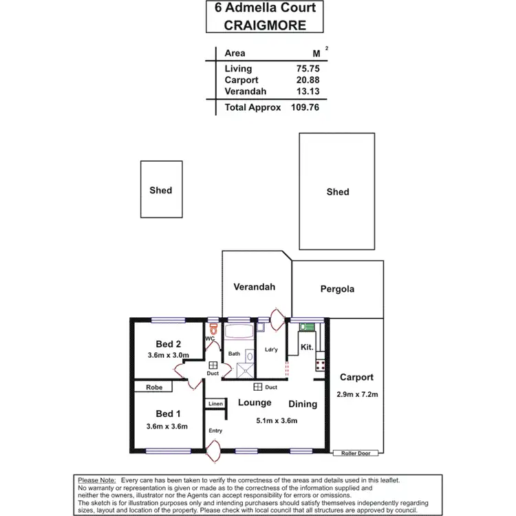 Floorplan of Homely house listing, 6 Admella Court, Craigmore SA 5114