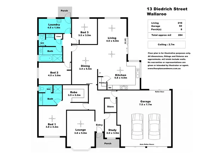 Floorplan of Homely house listing, 13 Diedrich Street, Wallaroo SA 5556