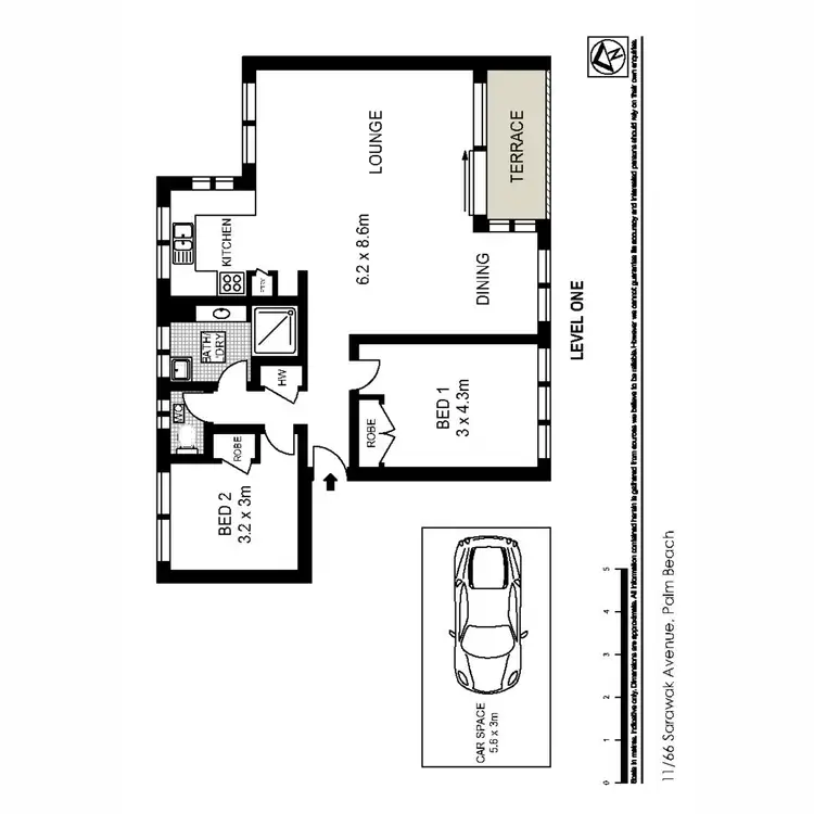 Floorplan of Homely unit listing, 11/66 Sarawak Avenue, Palm Beach QLD 4221