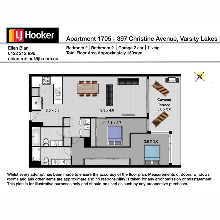 Floorplan of Homely unit listing, 1705/397 Christine Avenue, Varsity Lakes QLD 4227