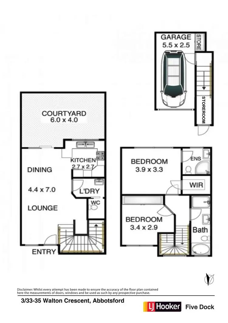 Floorplan of Homely townhouse listing, 3/33-35 Walton Crescent, Abbotsford NSW 2046