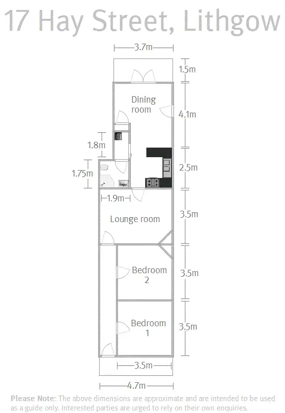 Floorplan of Homely semi-detached listing, 17 Hay Street, Lithgow NSW 2790