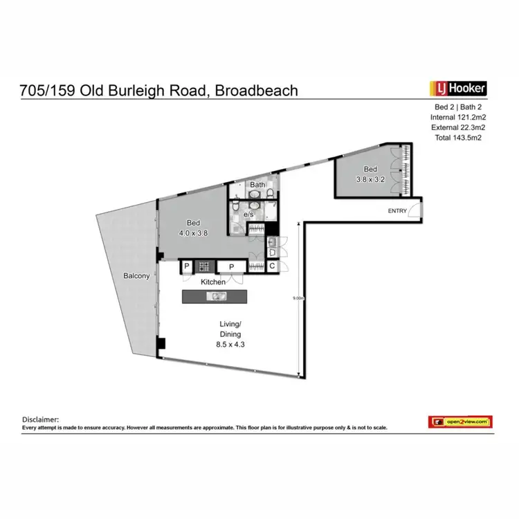 Floorplan of Homely unit listing, 705/159 Old Burleigh Road, Broadbeach QLD 4218