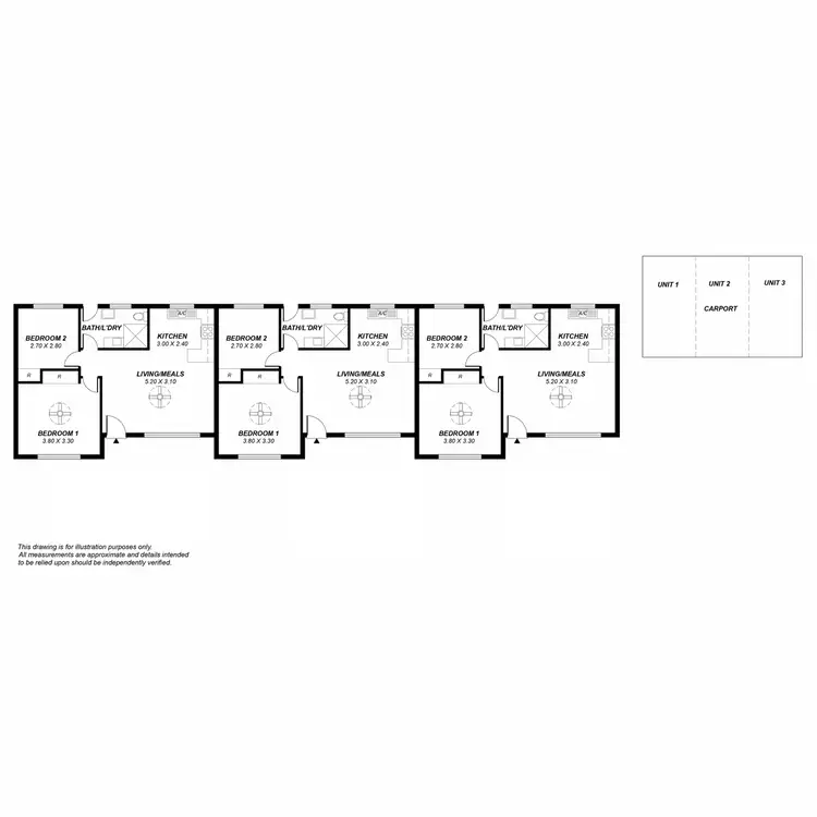Floorplan of Homely unit listing, 3 Moore Crescent, Campbelltown SA 5074