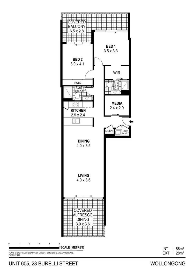 Floorplan of Homely unit listing, C605/28 Burelli Street, Wollongong NSW 2500