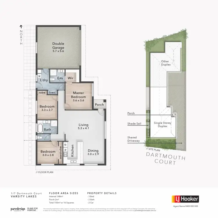 Floorplan of Homely semi-detached listing, 1/7 Dartmouth Court, Varsity Lakes QLD 4227
