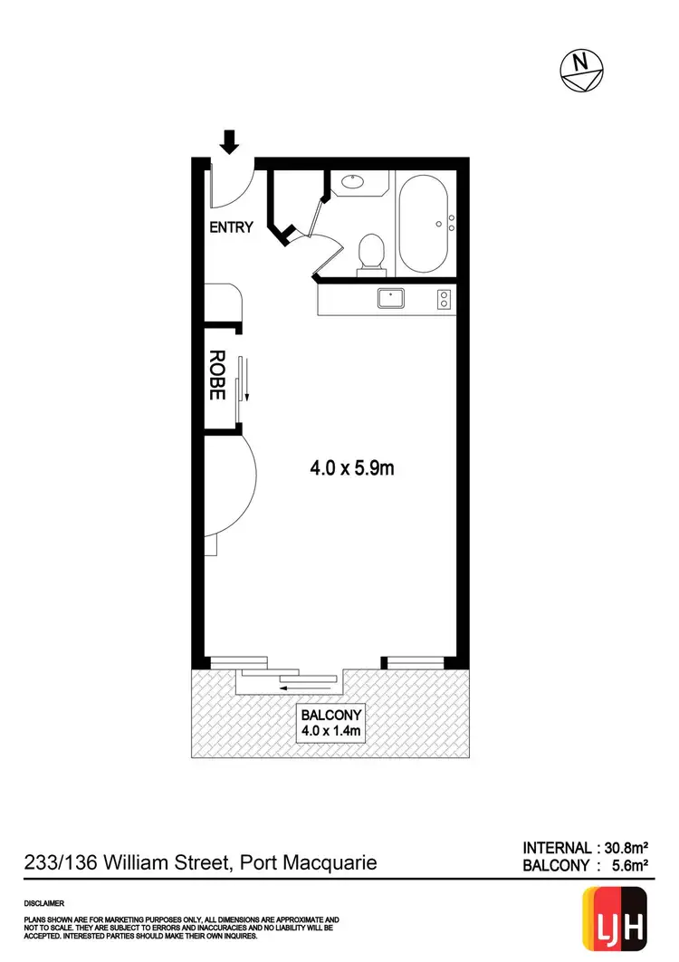 Floorplan of Homely studio listing, 223/136 William Street, Port Macquarie NSW 2444