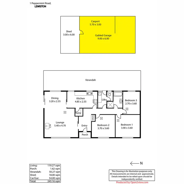 Floorplan of Homely house listing, 1 Peppermint Road, Lewiston SA 5501