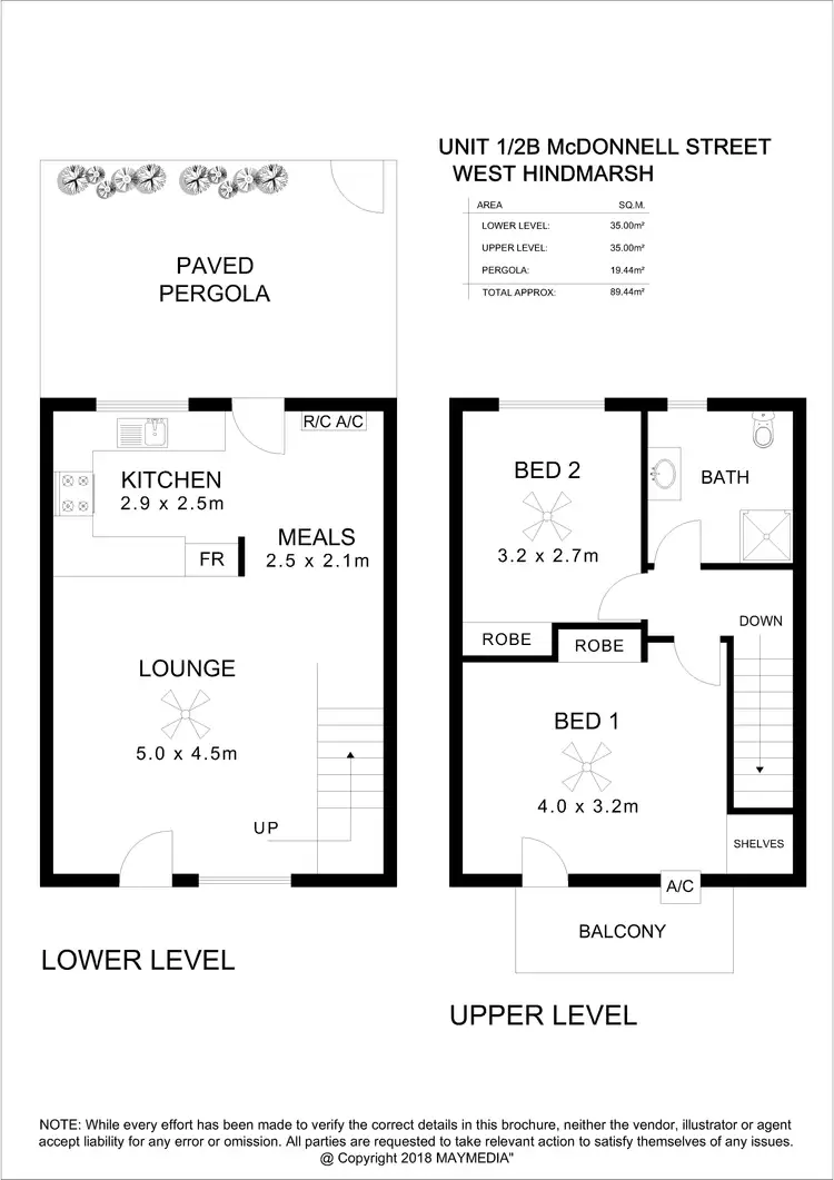 Floorplan of Homely townhouse listing, Unit 1/2B McDonnell Avenue, West Hindmarsh SA 5007
