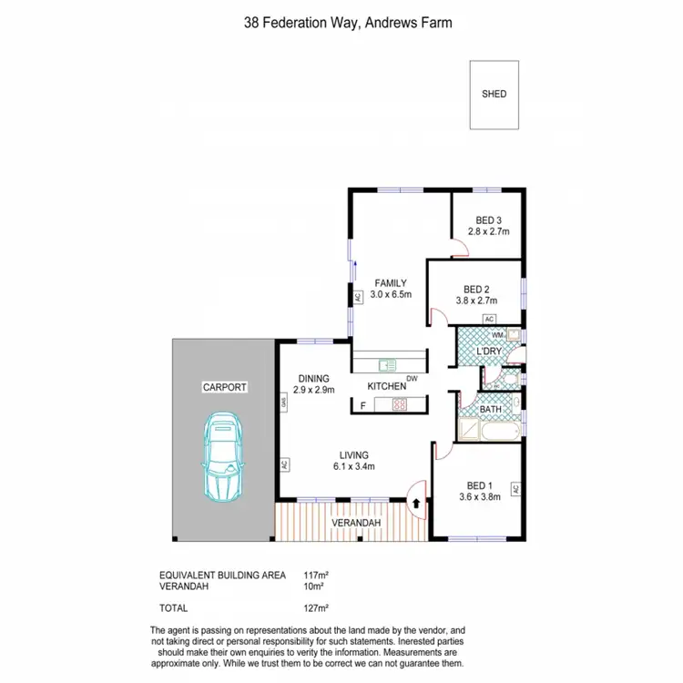 Floorplan of Homely house listing, 38 Federation Way, Andrews Farm SA 5114