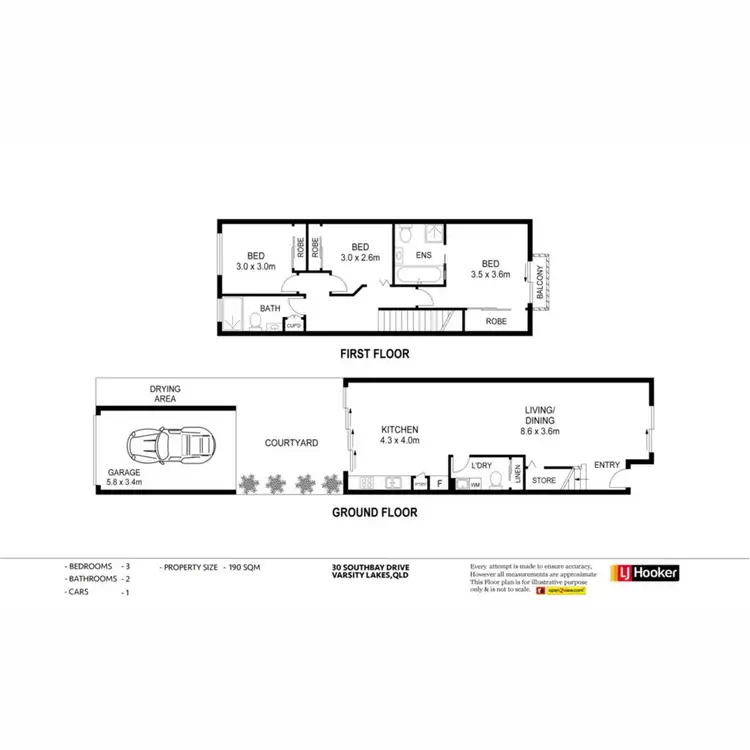 Floorplan of Homely townhouse listing, 30 South Bay Drive, Varsity Lakes QLD 4227