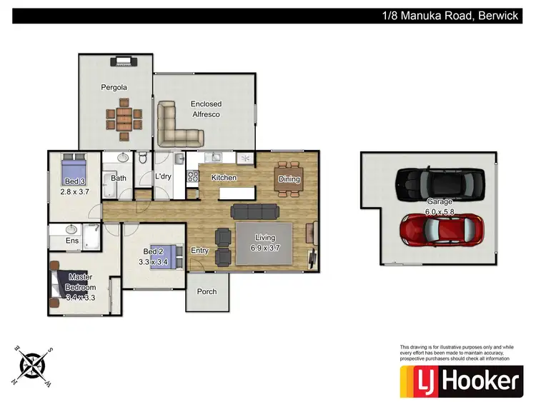 Floorplan of Homely unit listing, 1/8 Manuka Road, Berwick VIC 3806