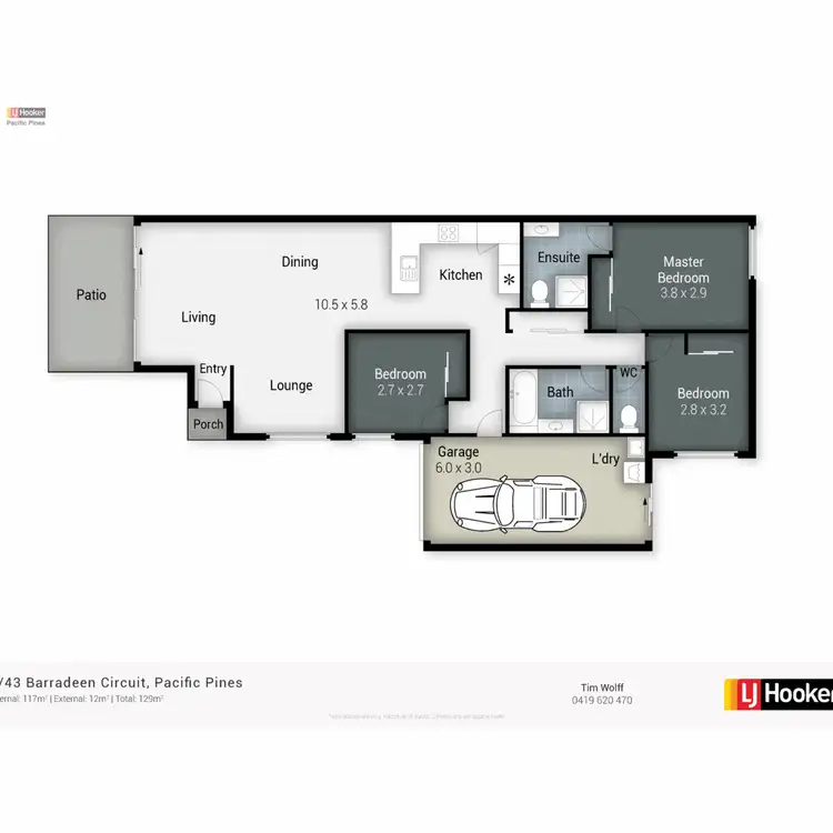 Floorplan of Homely semi-detached listing, 2/43 Barradeen Circuit, Pacific Pines QLD 4211