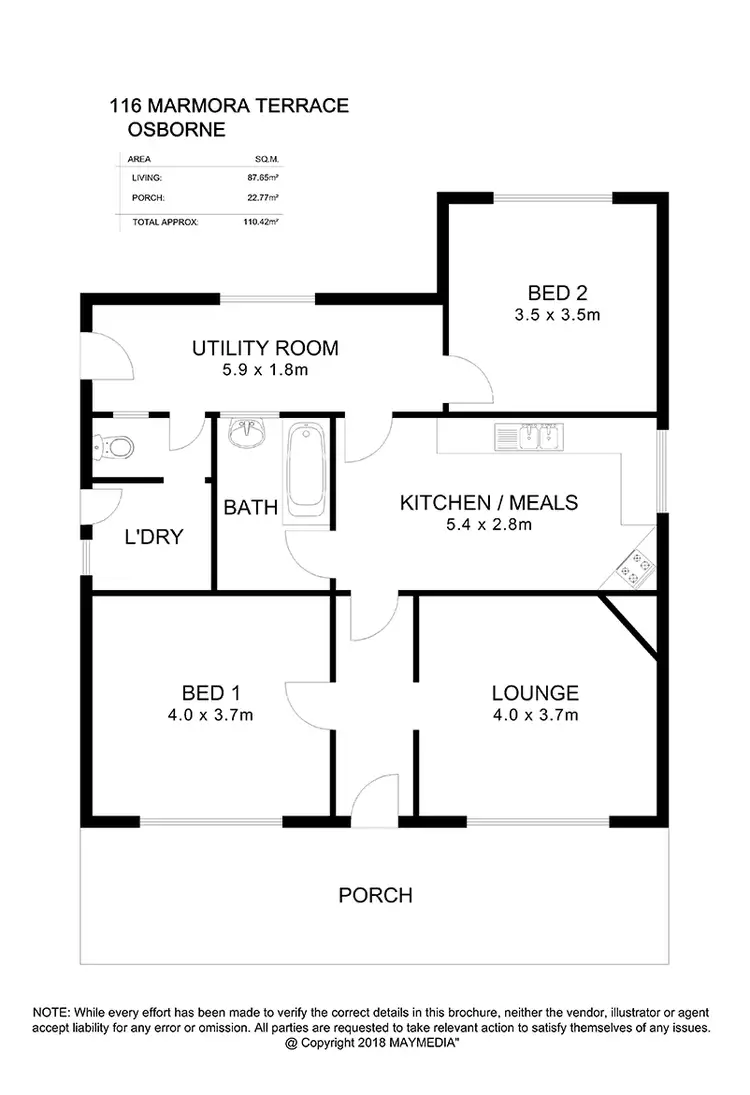 Floorplan of Homely house listing, 116 Marmora Terrace, Osborne SA 5017