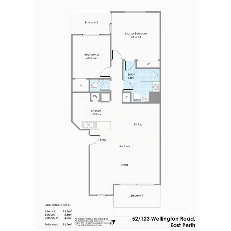 Floorplan of Homely apartment listing, 52/123 Wellington Street, East Perth WA 6004