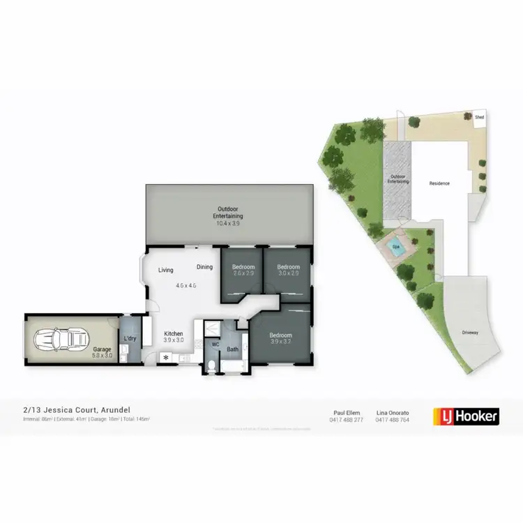 Floorplan of Homely semi-detached listing, 2/13 Jessica Court, Arundel QLD 4214