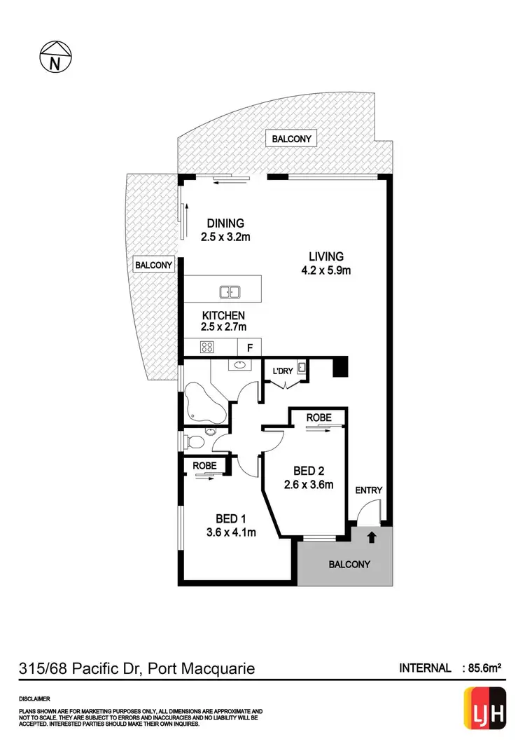 Floorplan of Homely unit listing, 315/68 Pacific Drive, Port Macquarie NSW 2444