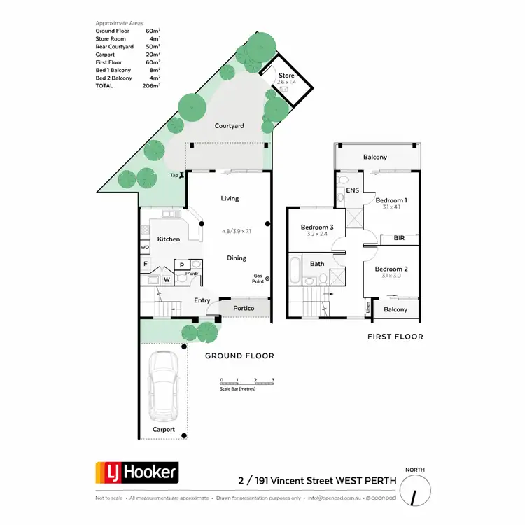 Floorplan of Homely townhouse listing, 2/191 Vincent Street, West Perth WA 6005