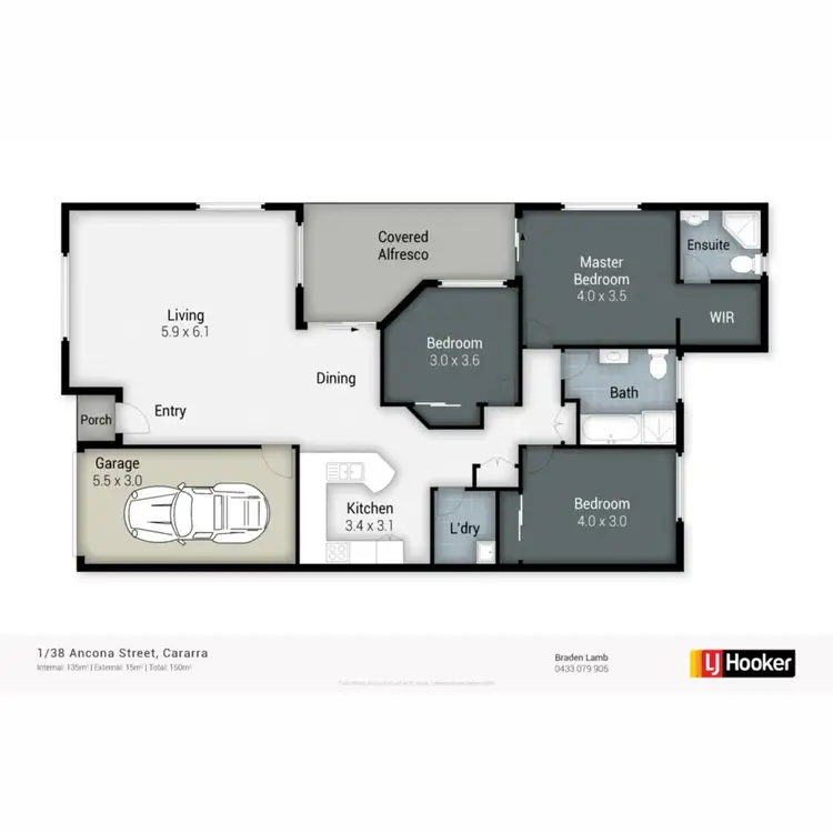 Floorplan of Homely semi-detached listing, 1/38 Ancona Street, Carrara QLD 4211