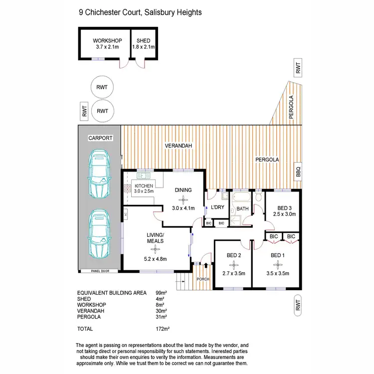 Floorplan of Homely house listing, 9 Chichester Court, Salisbury Heights SA 5109