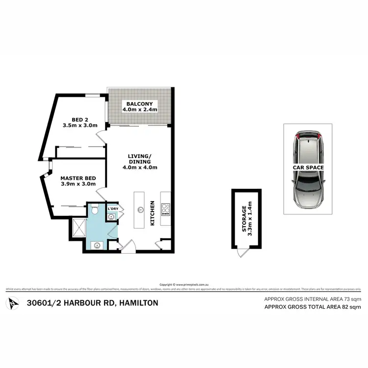 Floorplan of Homely unit listing, 30601/2 Harbour Road, Hamilton QLD 4007