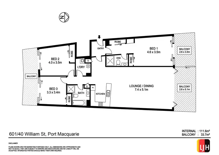 Floorplan of Homely unit listing, 601/40 William Street, Port Macquarie NSW 2444